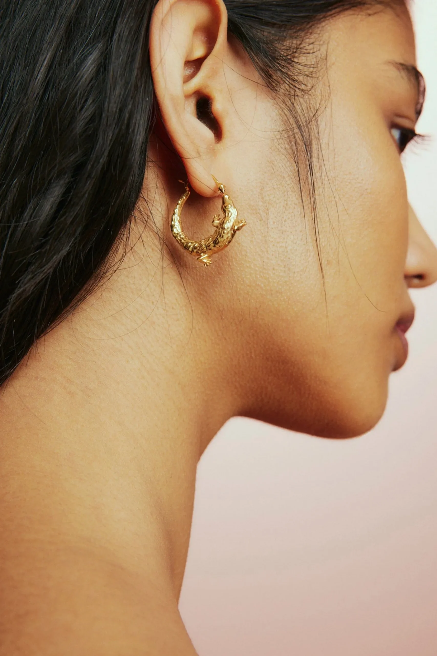 Earrings-HUSK Alemais Aligator Hoop - Gold