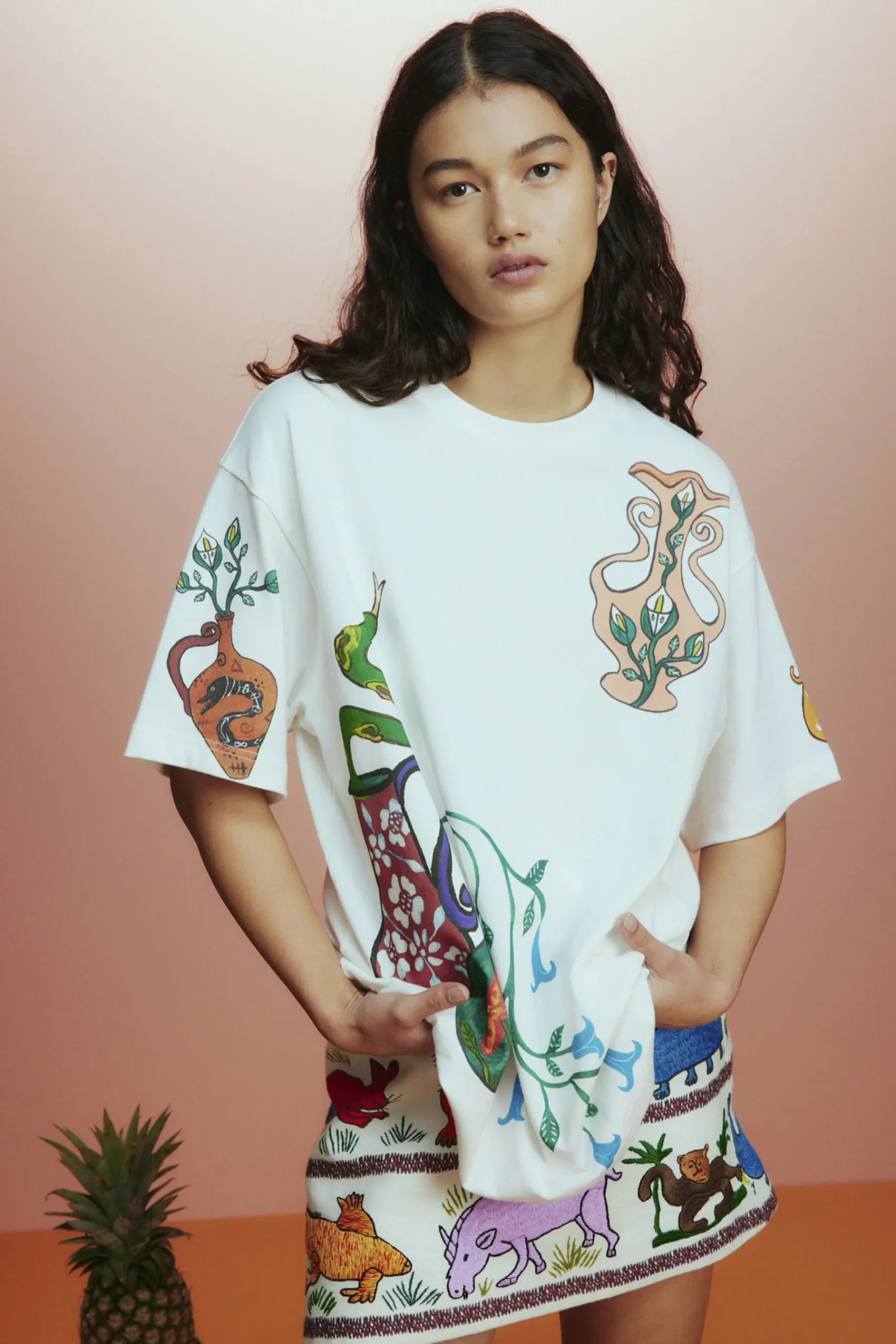 Tops-HUSK Alemais Rose Tee - White
