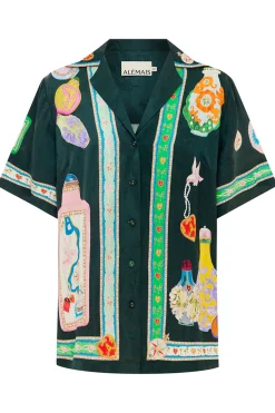 Tops-HUSK Alemais Royal Shirt - Print