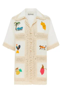 Tops-HUSK Alemais Teddy Shirt - Cream