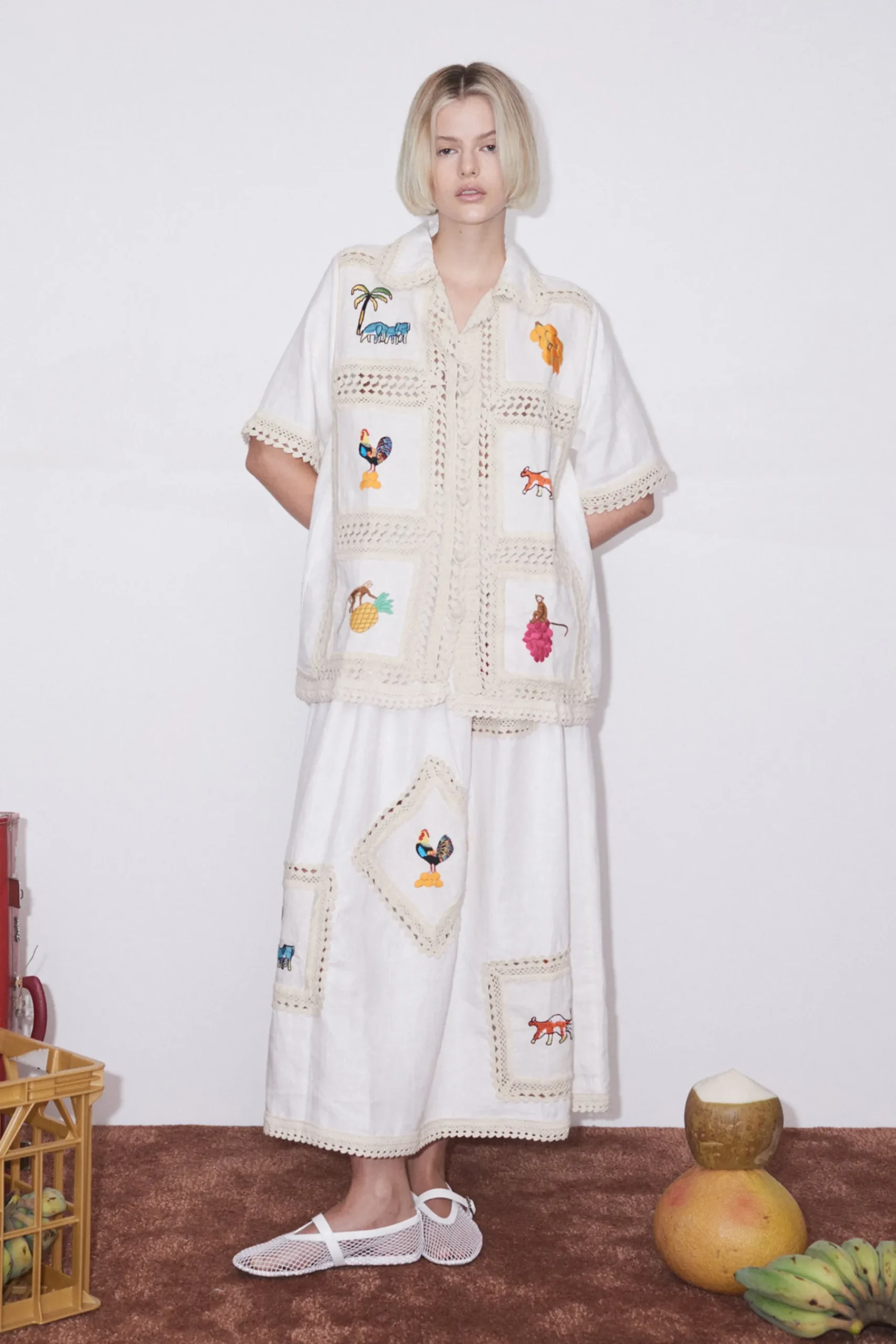 Tops-HUSK Alemais Teddy Shirt - Cream