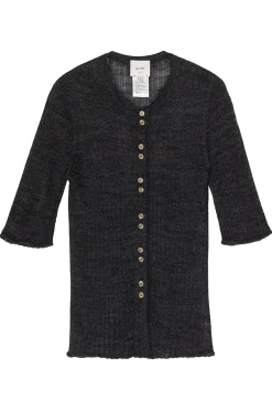 Knitwear-HUSK Alysi Fuomo Cardigan - Charcoal