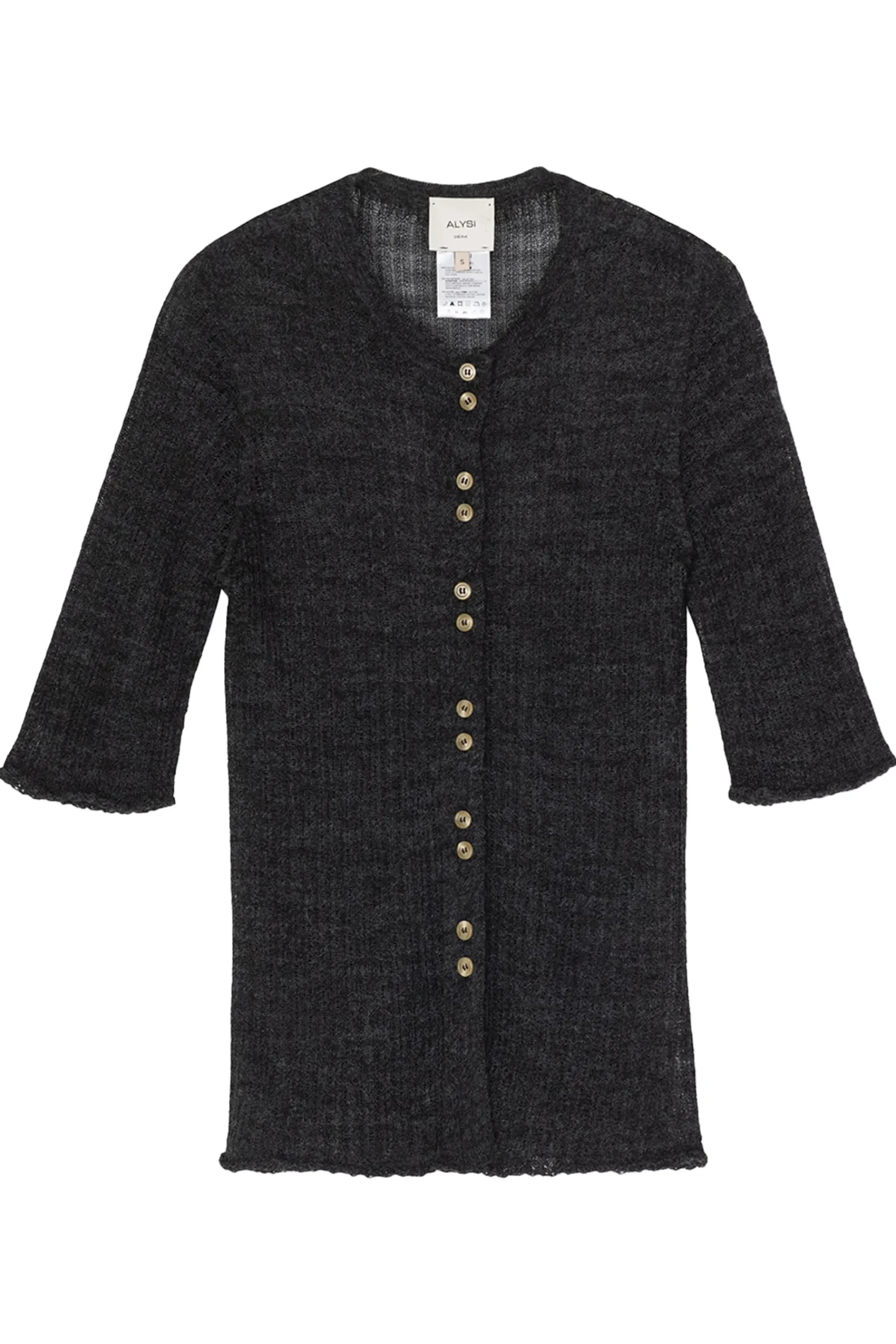 Knitwear-HUSK Alysi Fuomo Cardigan - Charcoal