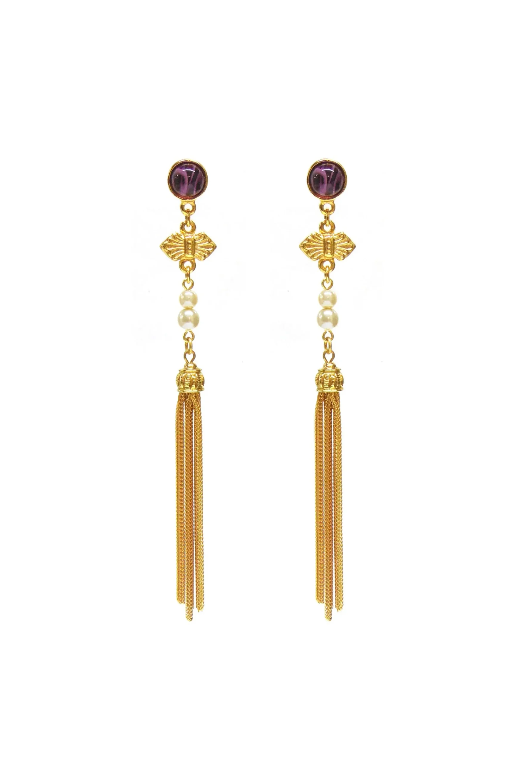 Earrings-HUSK Ben Amun Fringe Earring - Gold