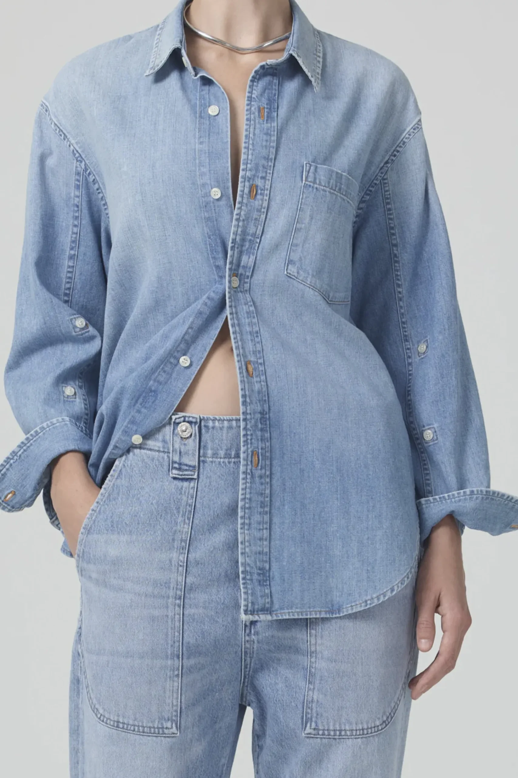 Tops-HUSK Citizens of Humanity Kayla Shirt - Blue - Light Blue-Light