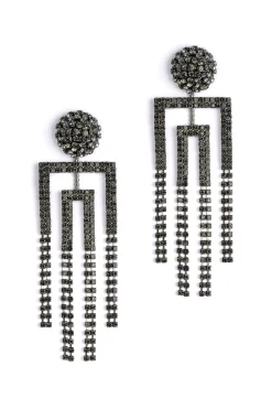 Earrings-HUSK Deepa Gurnani Arita Earring - Gunmetal