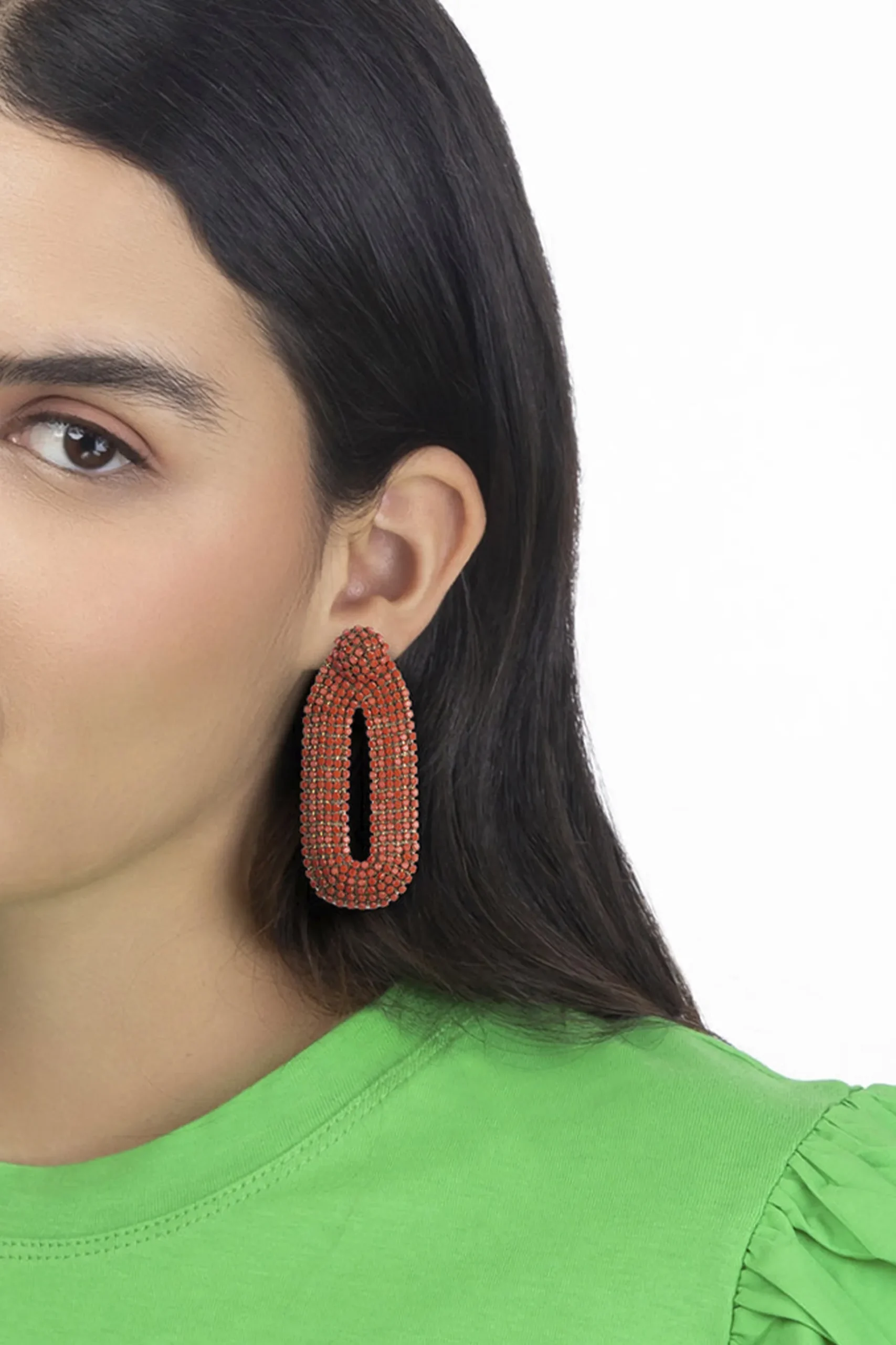 Earrings-HUSK Deepa Gurnani Bianca Earring - Coral
