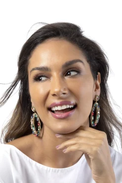 Earrings-HUSK Deepa Gurnani Freida Earring - Multi Coloured MultiColoured