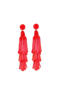 Earrings-HUSK Deepa Gurnani Rain Earring - Red