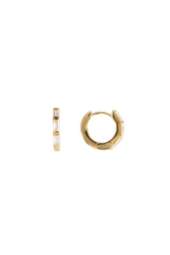 Earrings-HUSK Fairley Baguette Huggie - Crystal