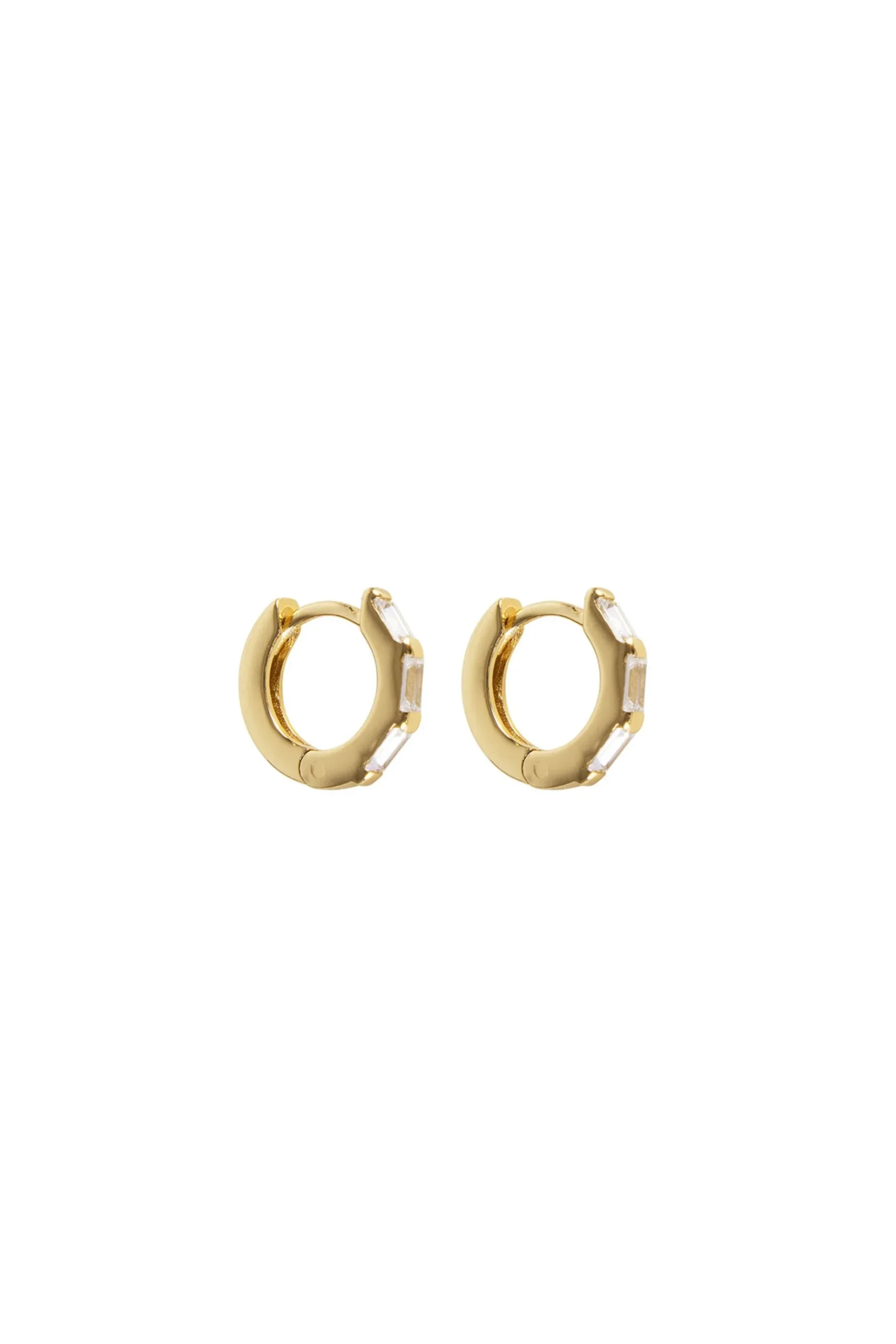 Earrings-HUSK Fairley Baguette Huggie - Crystal