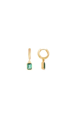 Earrings-HUSK Fairley Crystal Hoops - Emerald