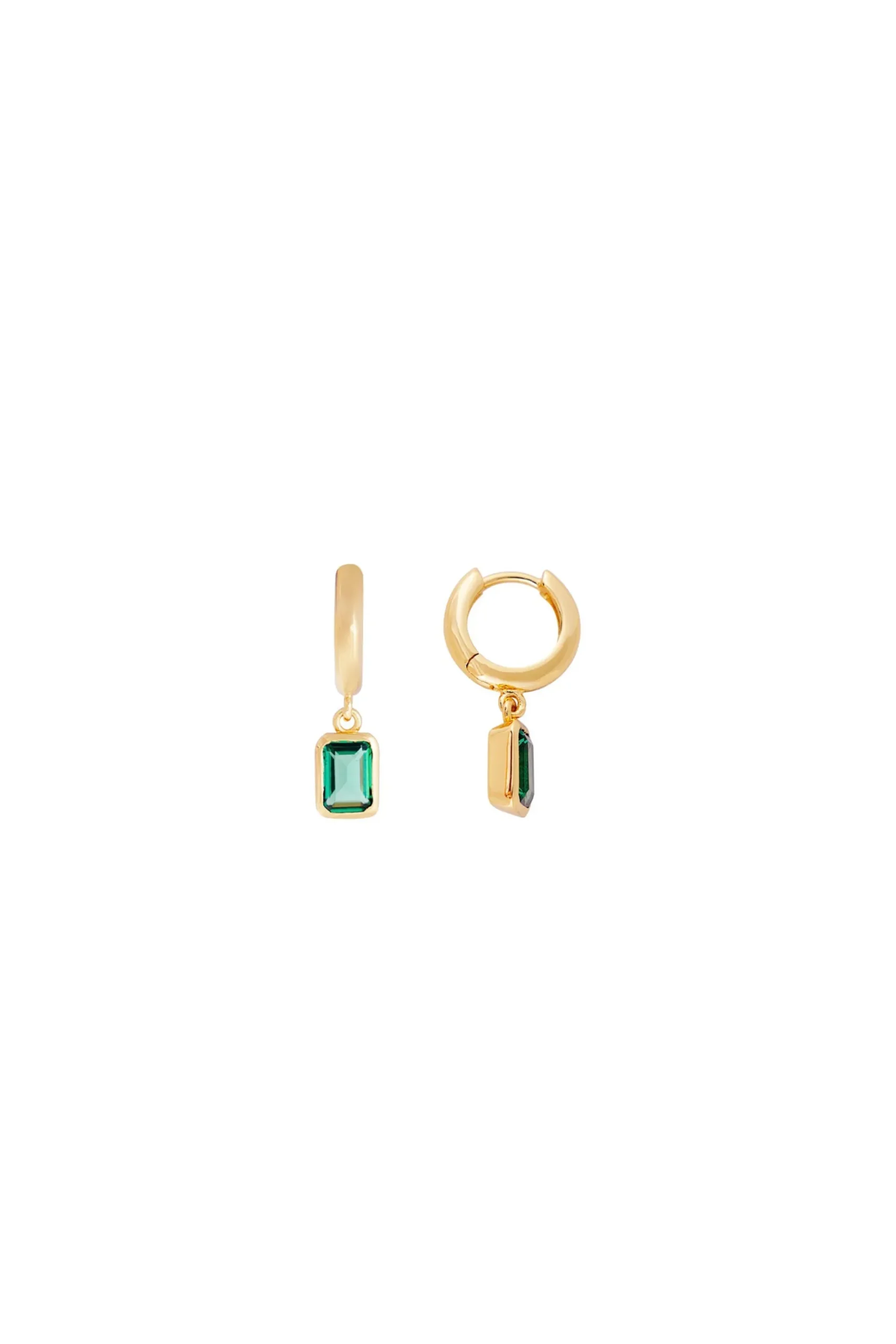 Earrings-HUSK Fairley Crystal Hoops - Emerald