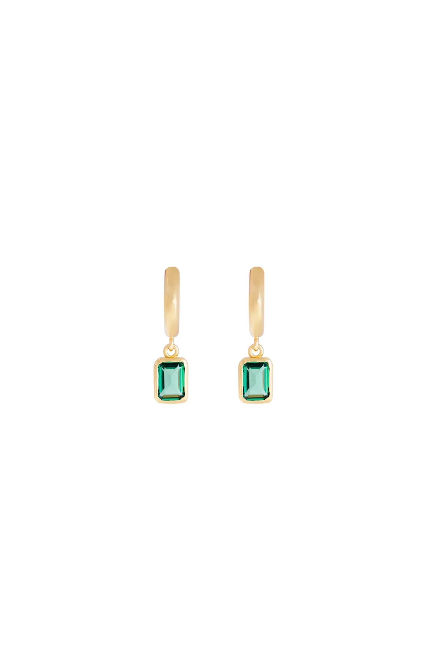 Earrings-HUSK Fairley Crystal Hoops - Emerald