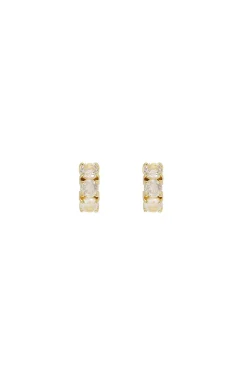 Earrings-HUSK Fairley Crystal Huggies - Rose