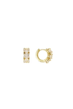 Earrings-HUSK Fairley Crystal Huggies - Rose