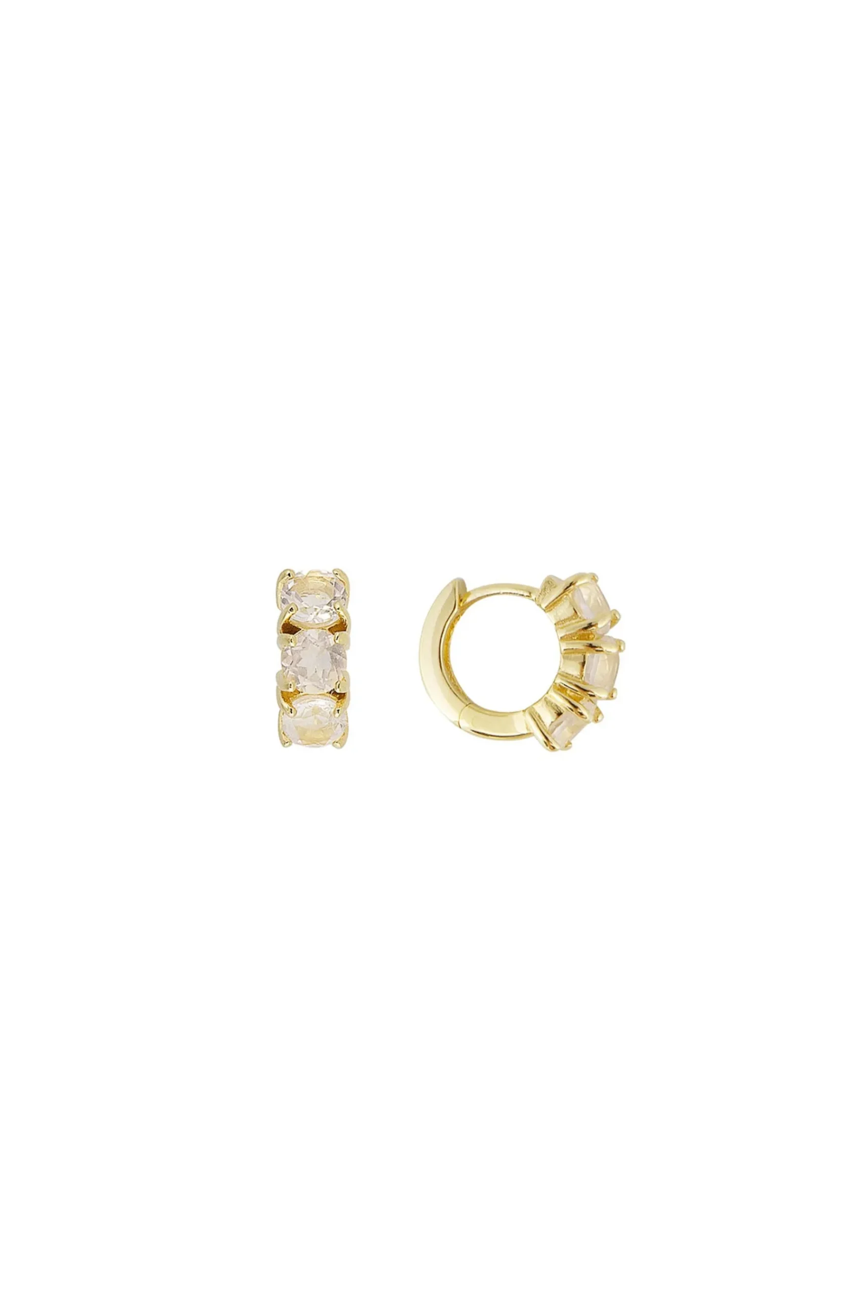Earrings-HUSK Fairley Crystal Huggies - Rose