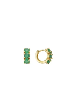 Earrings-HUSK Fairley Crystal Huggies - Emerald