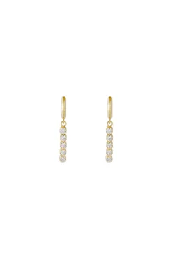 Earrings-HUSK Fairley Dia Huggies - Silver
