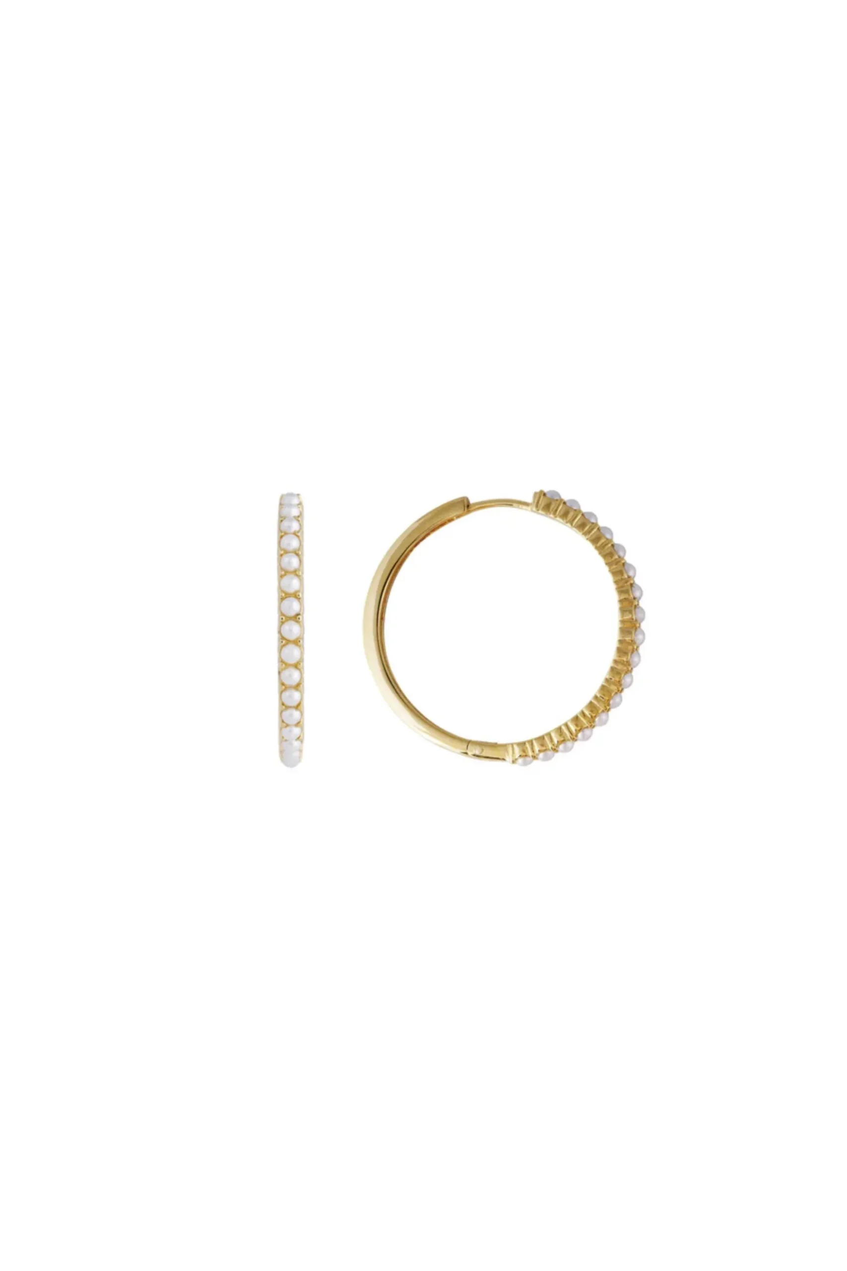 Earrings-HUSK Fairley Pearl Hoops - Gold