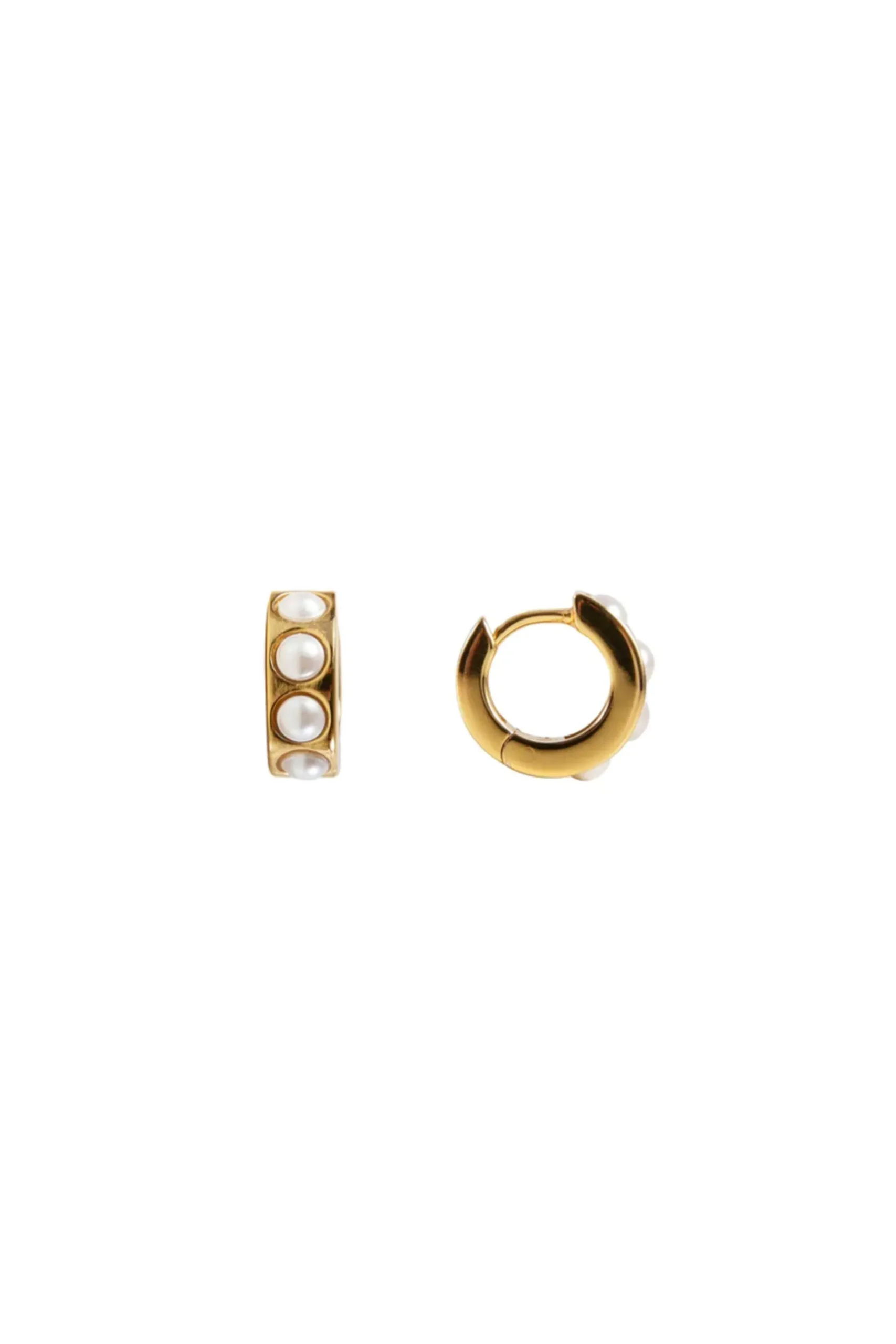 Earrings-HUSK Fairley Pearl Huggie - Gold