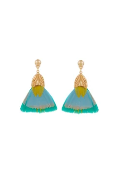 Earrings-HUSK Gas Bijoux Pluemtte Earrin - Turquoise