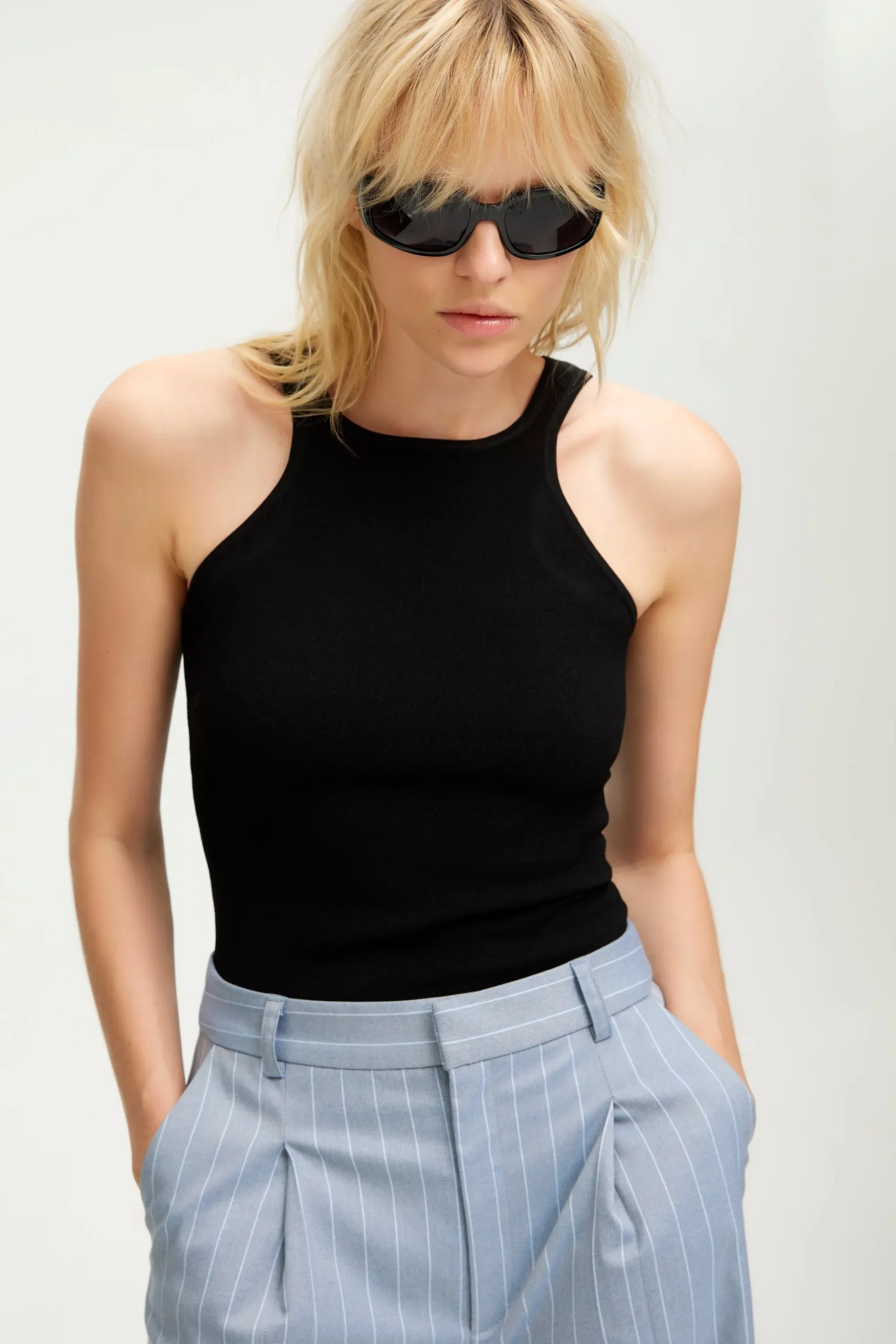 Tops-HUSK Gestuz Drew Singlet - Black
