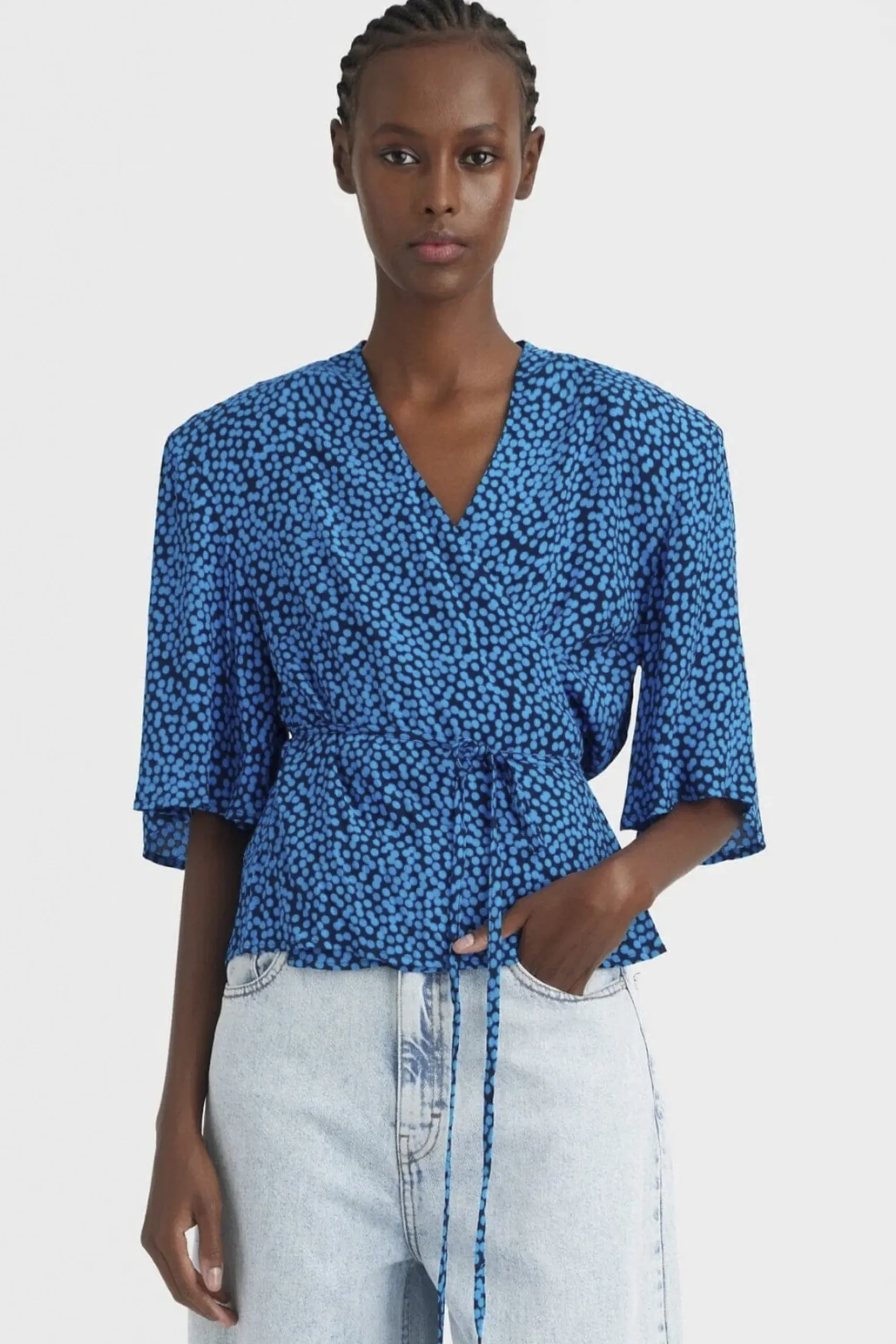 Tops-HUSK Gestuz EISHA BLOUSE - Blue