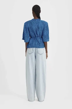 Tops-HUSK Gestuz EISHA BLOUSE - Blue