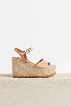 Shoes-HUSK ASTA WEDGE - Almond