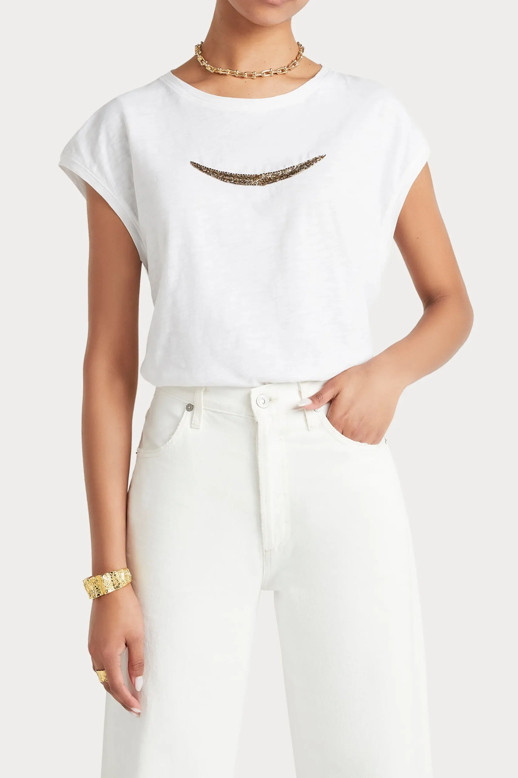 Tops-HUSK BEADED TEE - White