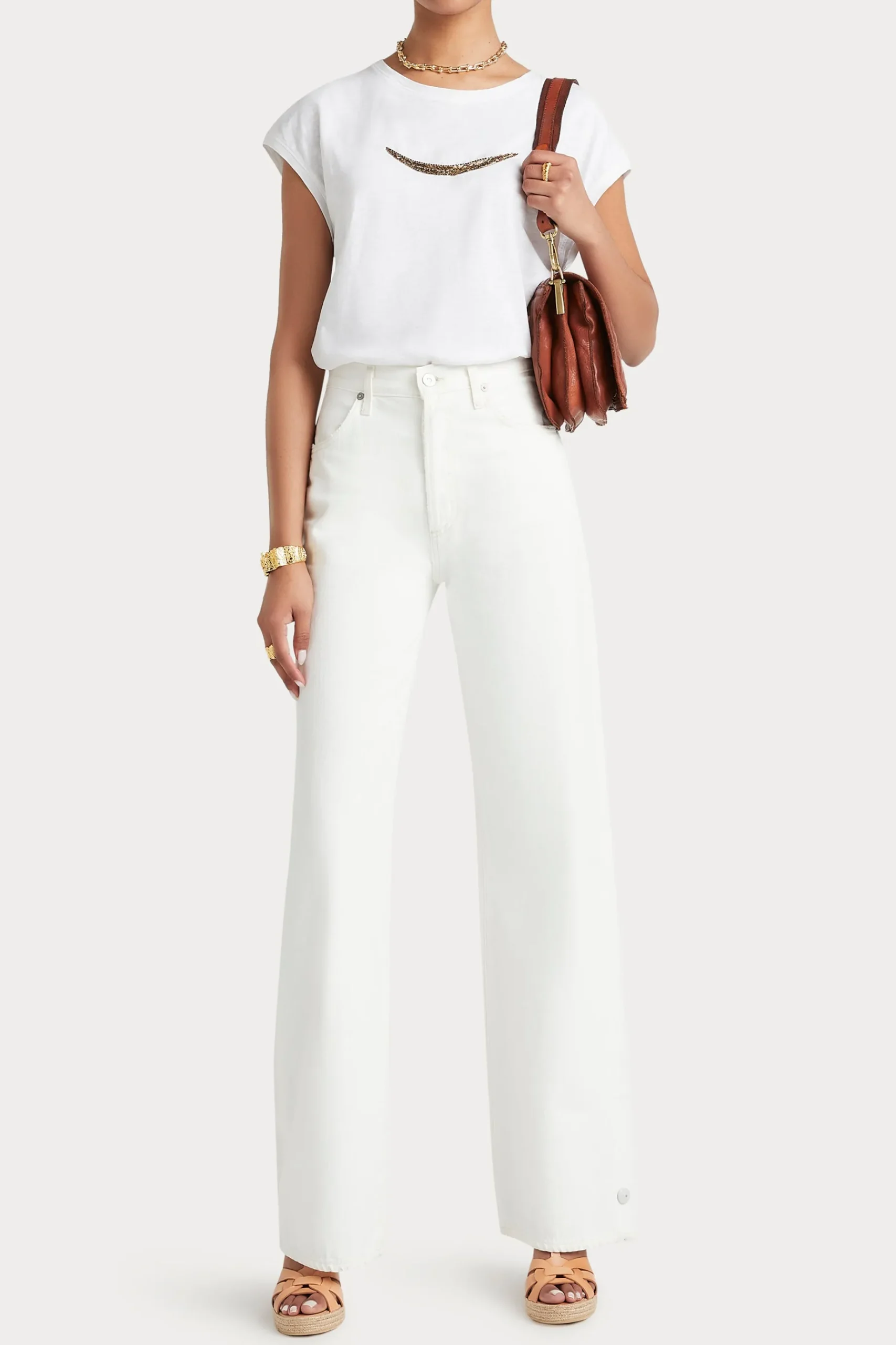 Tees & Tanks-HUSK BEADED TEE - White