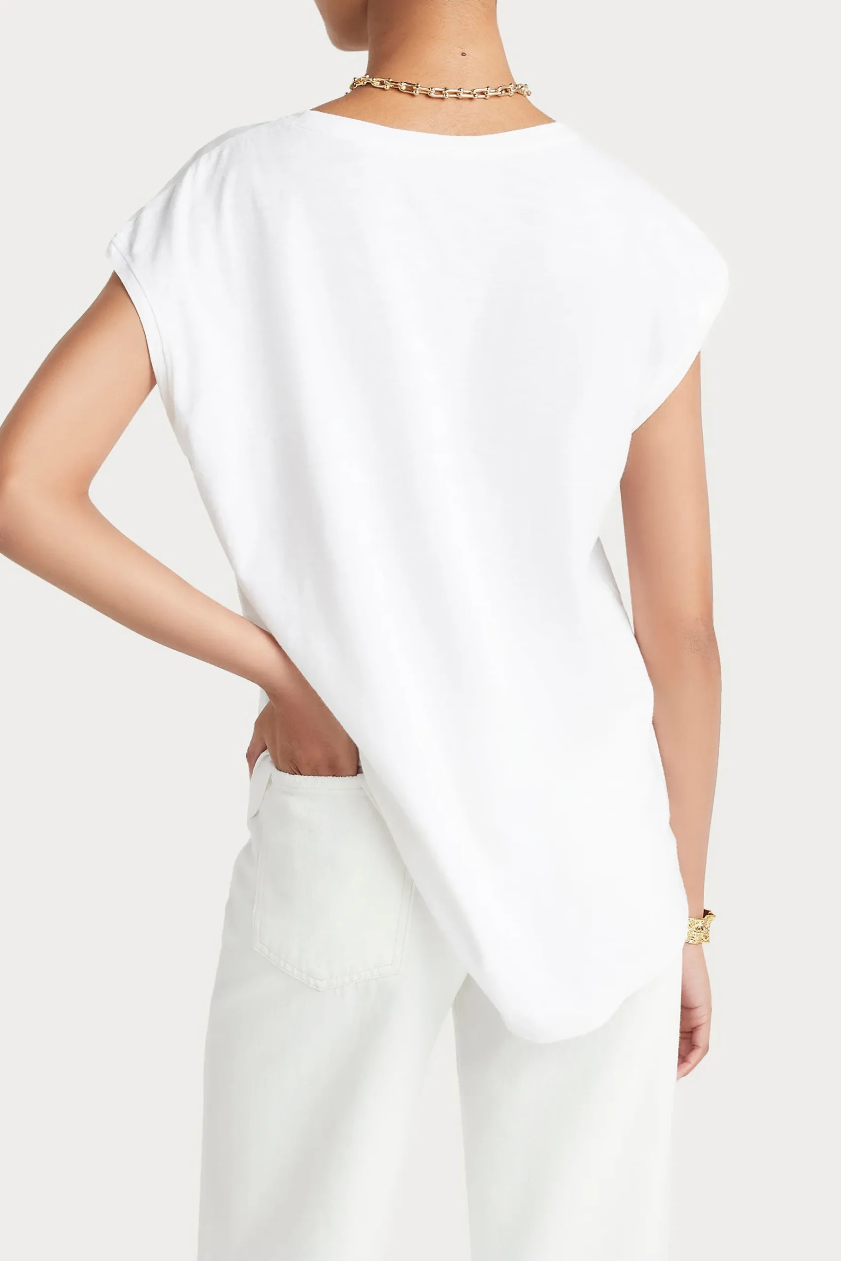 Tees & Tanks-HUSK BEADED TEE - White