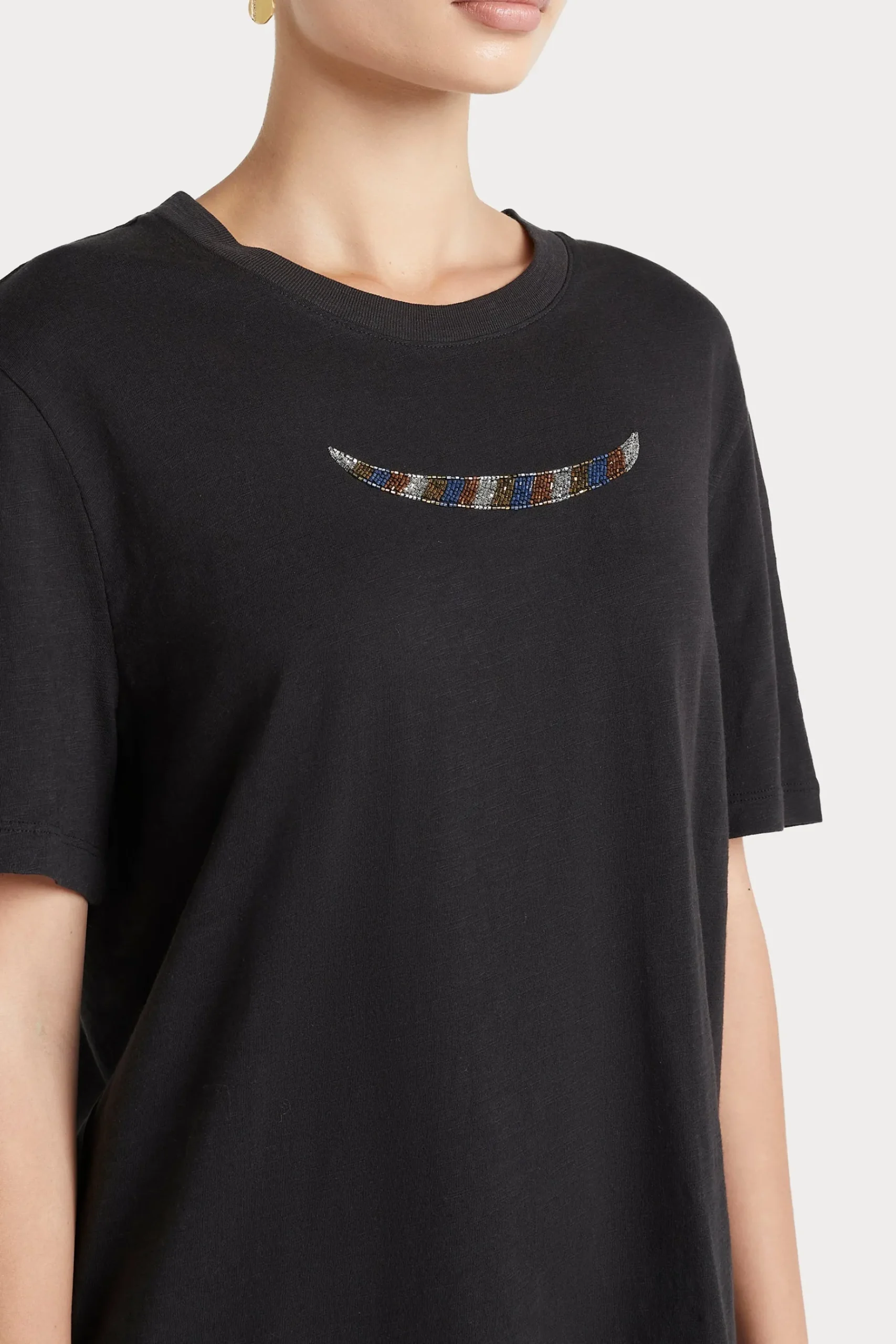 Tops-HUSK BEADED TSHIRT - Black