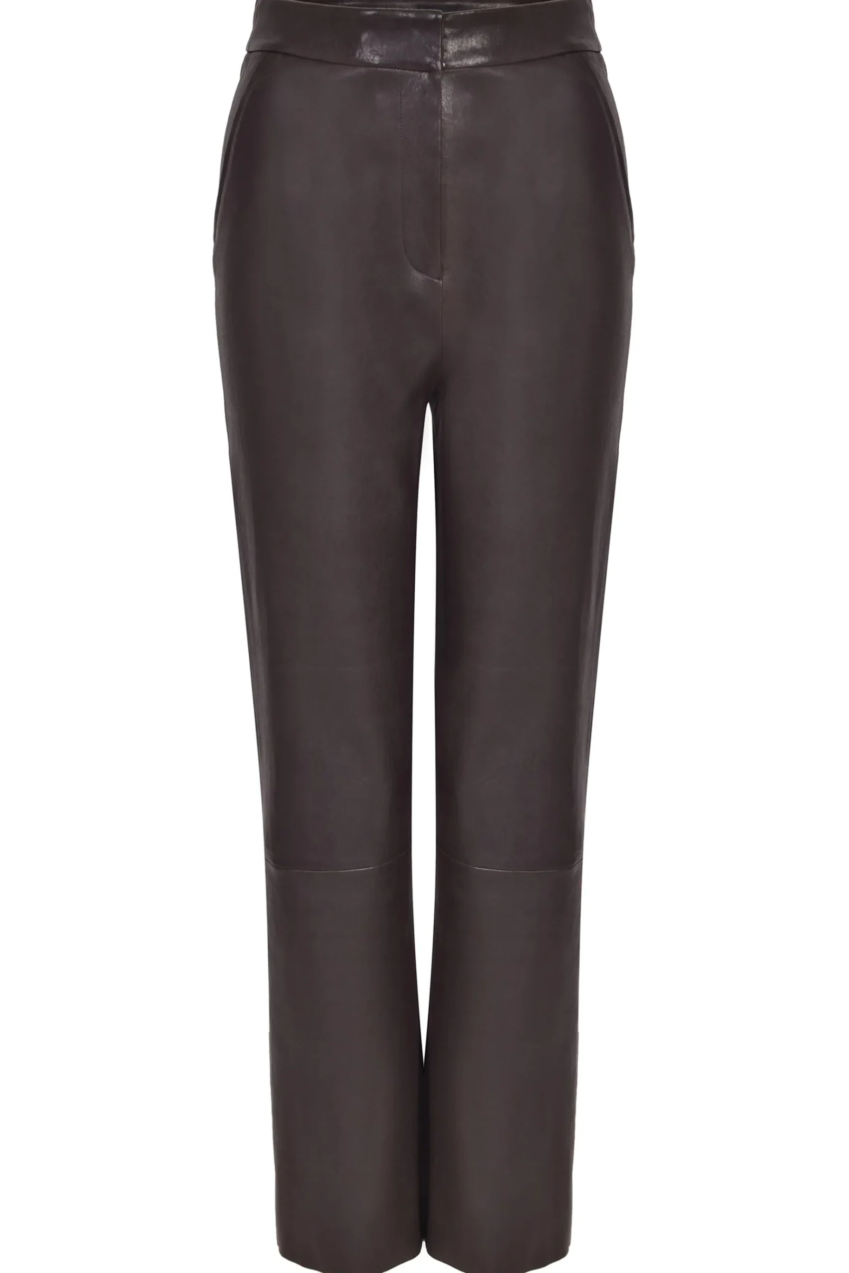 Pants-HUSK CROP LEATHER - Chocolate