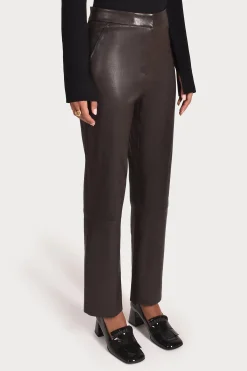 Pants-HUSK CROP LEATHER - Chocolate