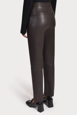 Pants-HUSK CROP LEATHER - Chocolate