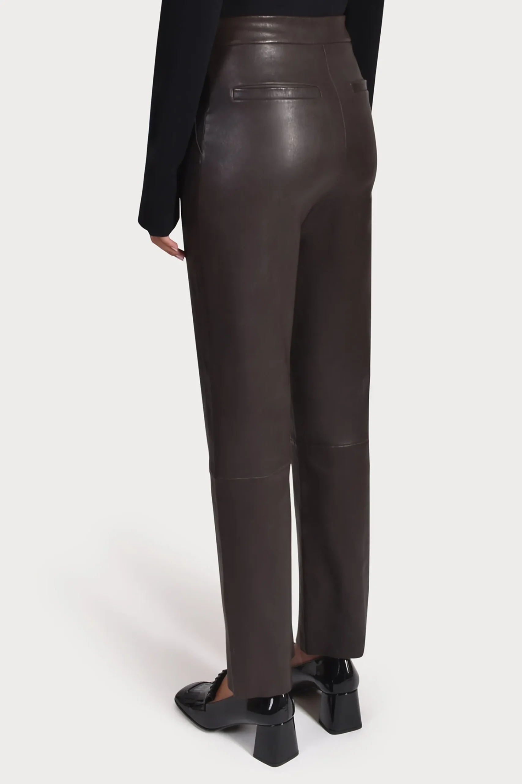 Pants-HUSK CROP LEATHER - Chocolate