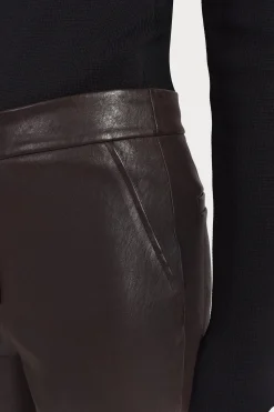 Pants-HUSK CROP LEATHER - Chocolate