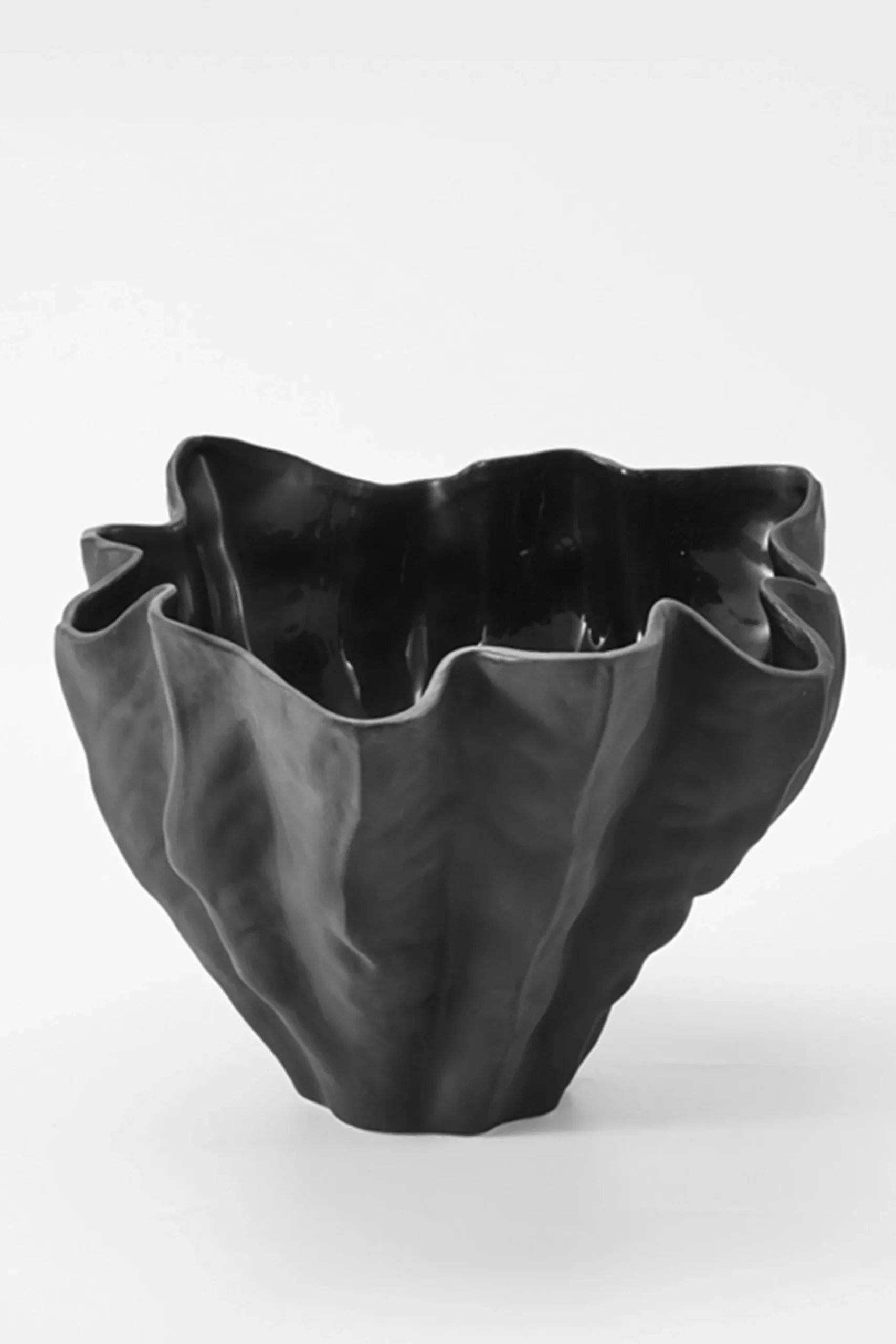 Vases & Planters-HUSK Flute Bowl - Ebony