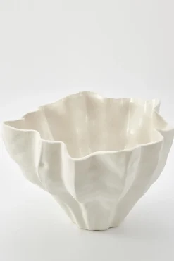 Vases & Planters-HUSK Flute Bowl - Ivory