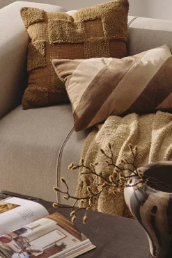 Cushions & Throws-HUSK Kalina Cushion - Brown Crm BrownCrm