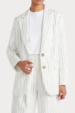 Jackets & Coats-HUSK LAUREN BLAZER - White Black WhiteBlack