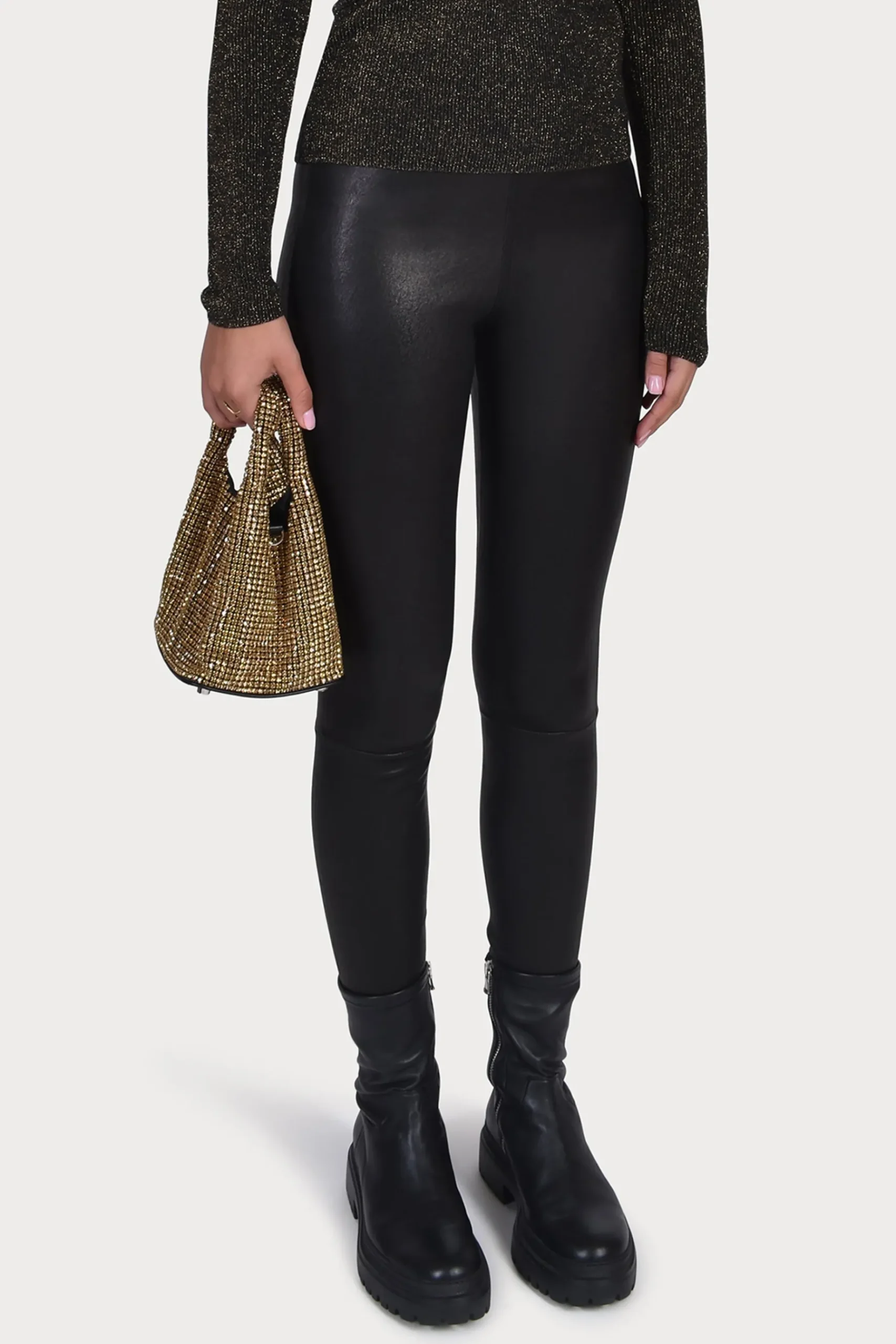 Pants-HUSK LEATHER LEGGING - Black