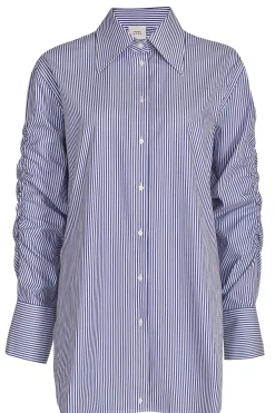 Tops-HUSK Luca shirt - Blue white Bluewhite