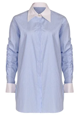 Tops-HUSK LUCY SHIRT - Blue & White Blue&White