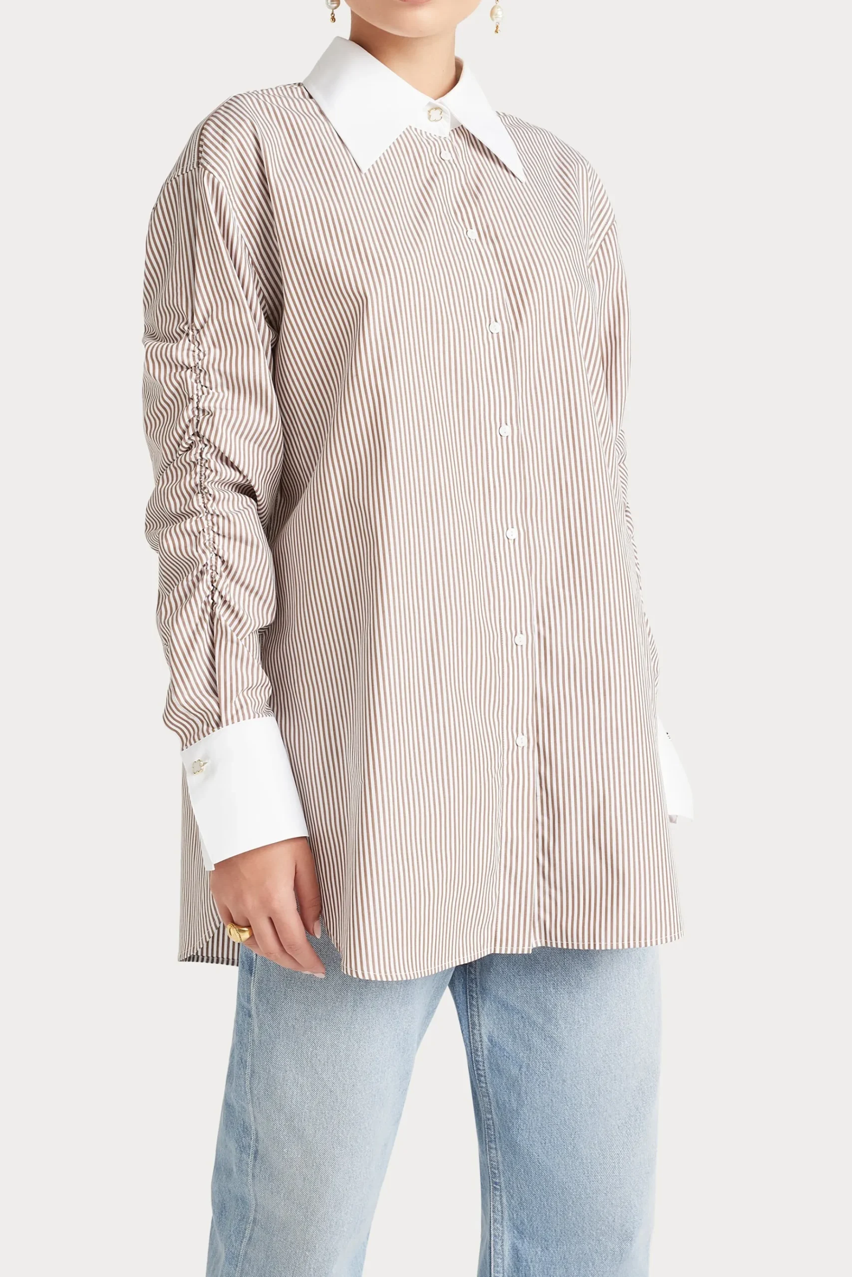 Tops-HUSK LUCY SHIRT - Camel Wht CamelWht