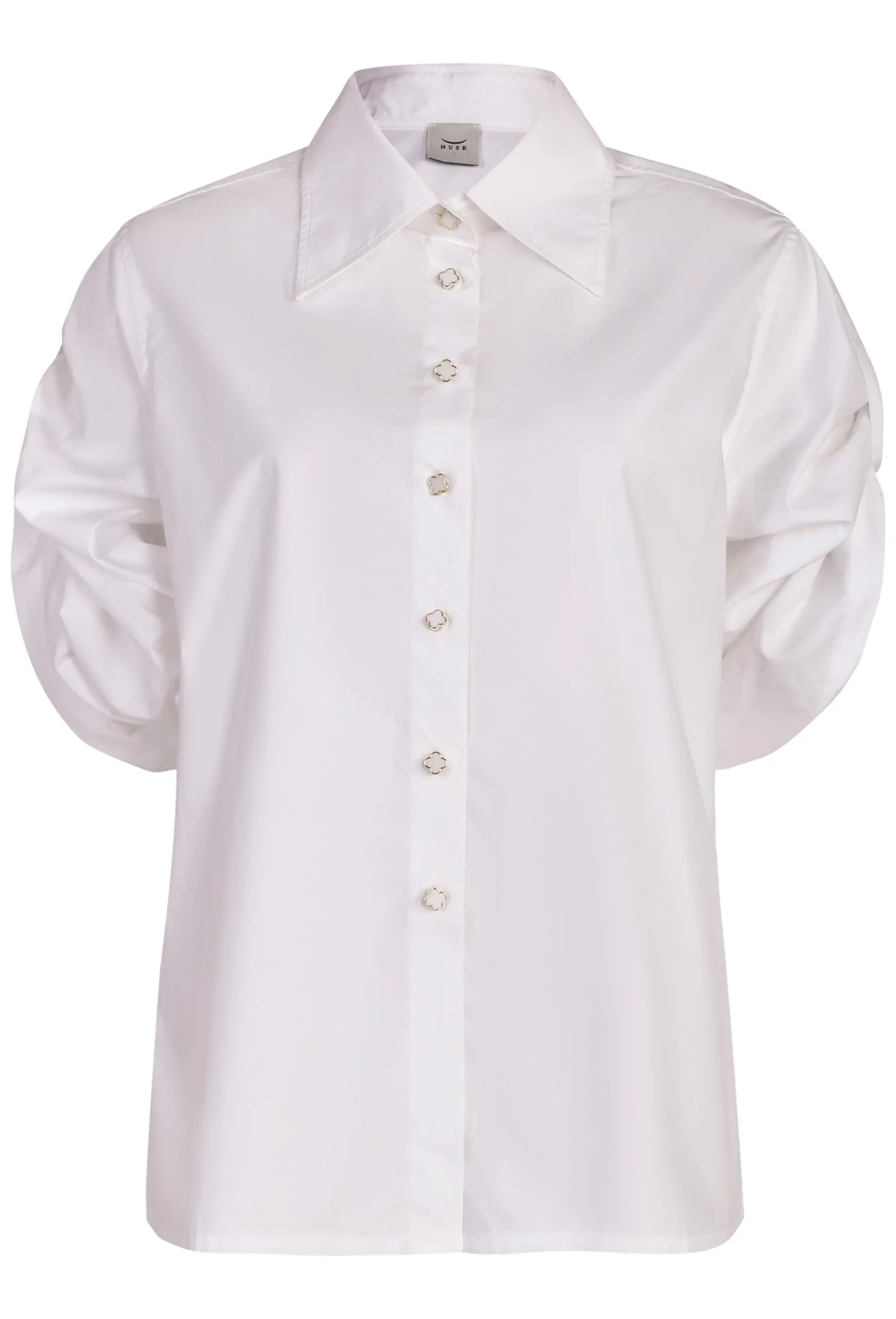 Tops-HUSK Martine shirt - White