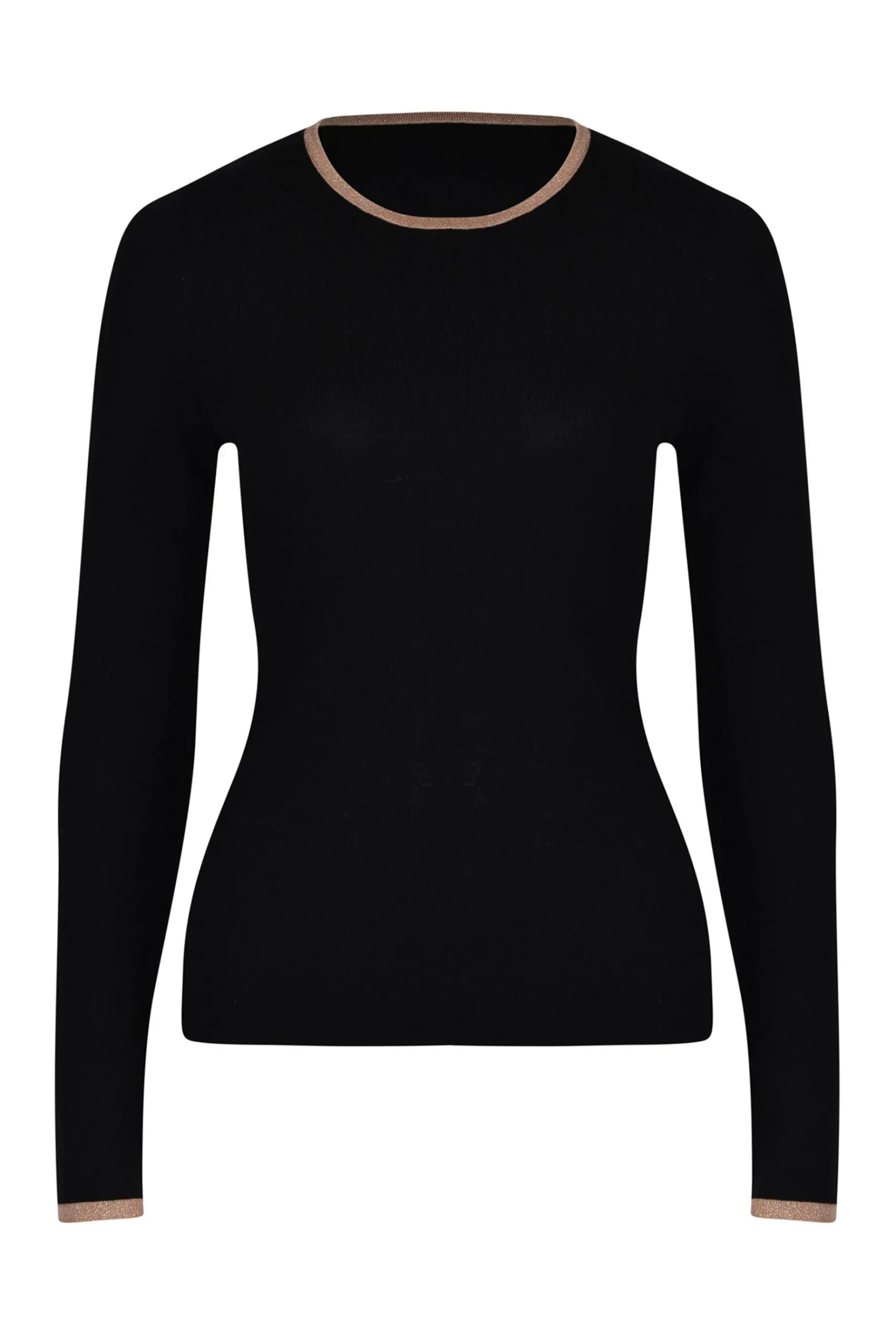 Knitwear-HUSK MERINO CREW - Black Strp BlackStrp
