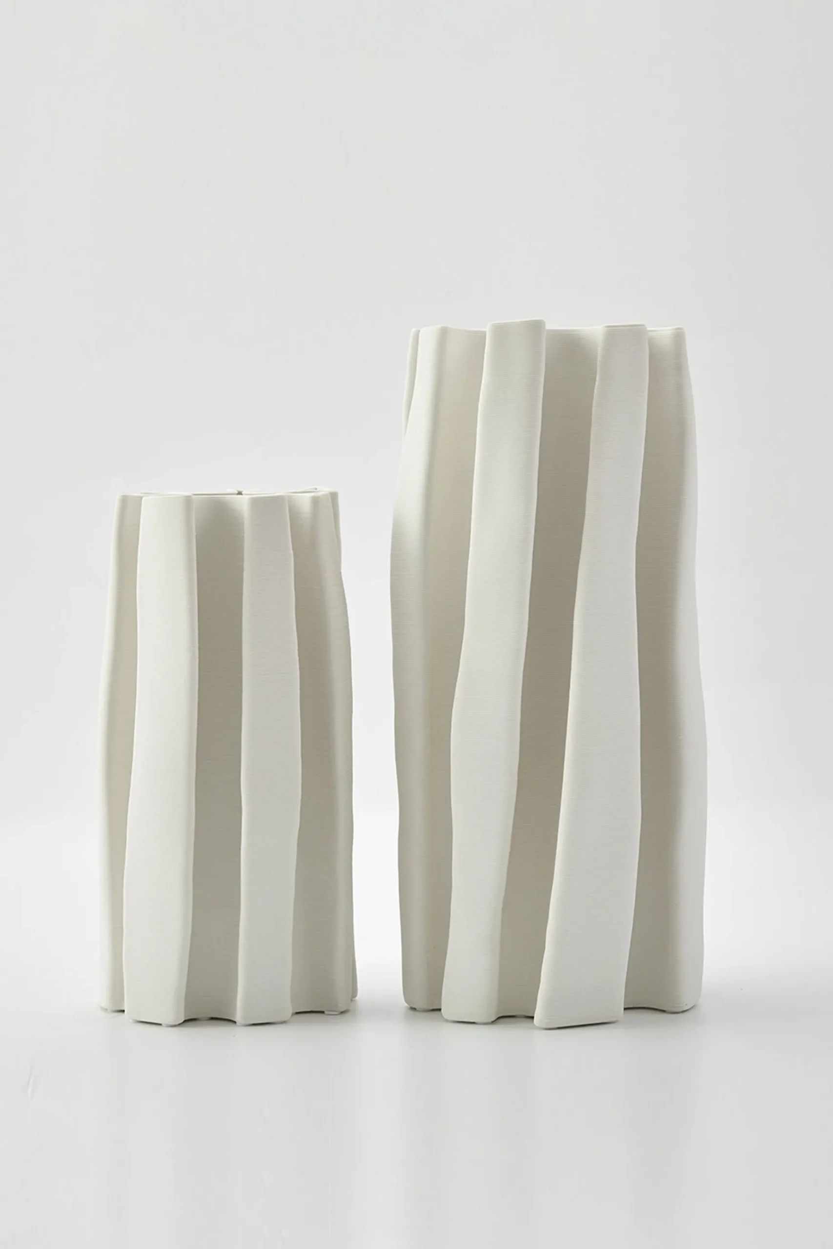Vases & Planters-HUSK Pleat Vase - Ivory